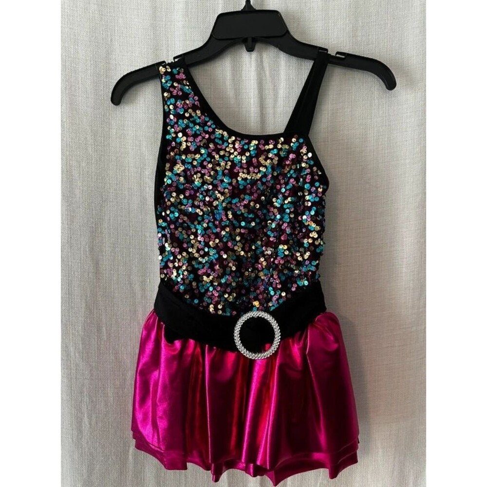 Gracie Dance Costume Child Large LC Sequin One-Shoulder Jazz Competition Dress